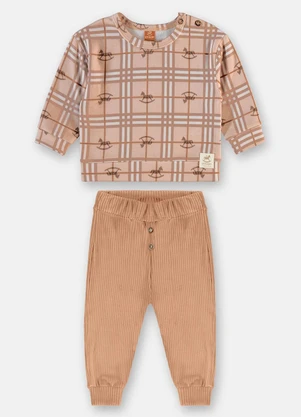 Up Baby - Conjunto Bebê Blusão Veludo Bege - UP BABY