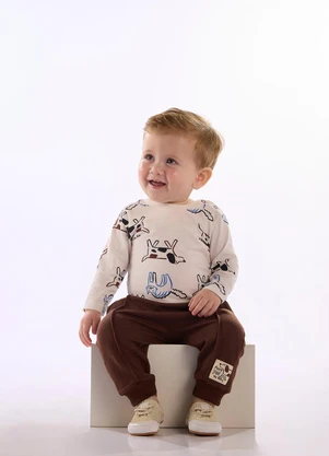 Up Baby - Conjunto Bebê Body Estampado Branco - UP BABY