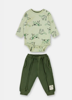 Up Baby - Conjunto Bebê Body Estampado Verde - UP BABY