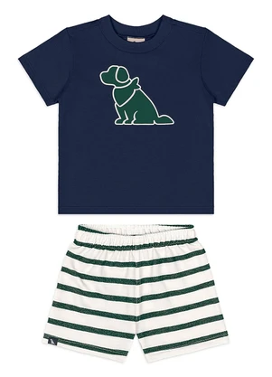 Quimby - Conjunto Bebê Camiseta Bermuda Azul - QUIMBY