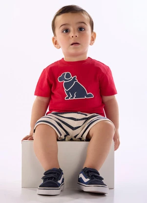 Quimby - Conjunto Bebê Camiseta Bermuda Vermelho - QUIMBY