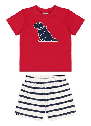 Quimby - Conjunto Bebê Camiseta Bermuda Vermelho - QUIMBY