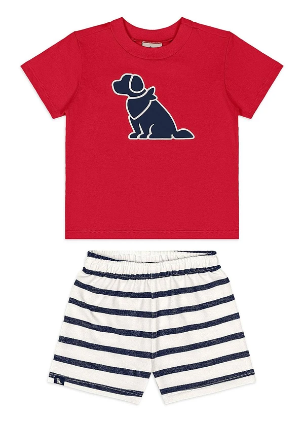 Quimby - Conjunto Bebê Camiseta Bermuda Vermelho 2