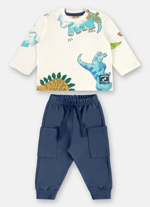 Up Baby - Conjunto Bebê Camiseta Calça Azul - UP BABY