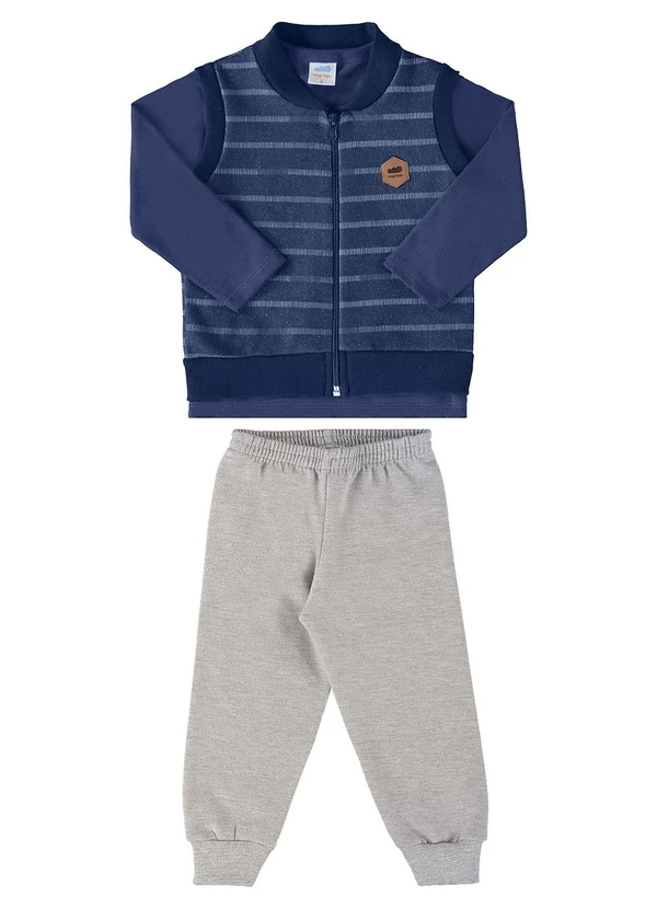 Marlan - Conjunto Bebê Camiseta Colete e Calça Baby Azul 2