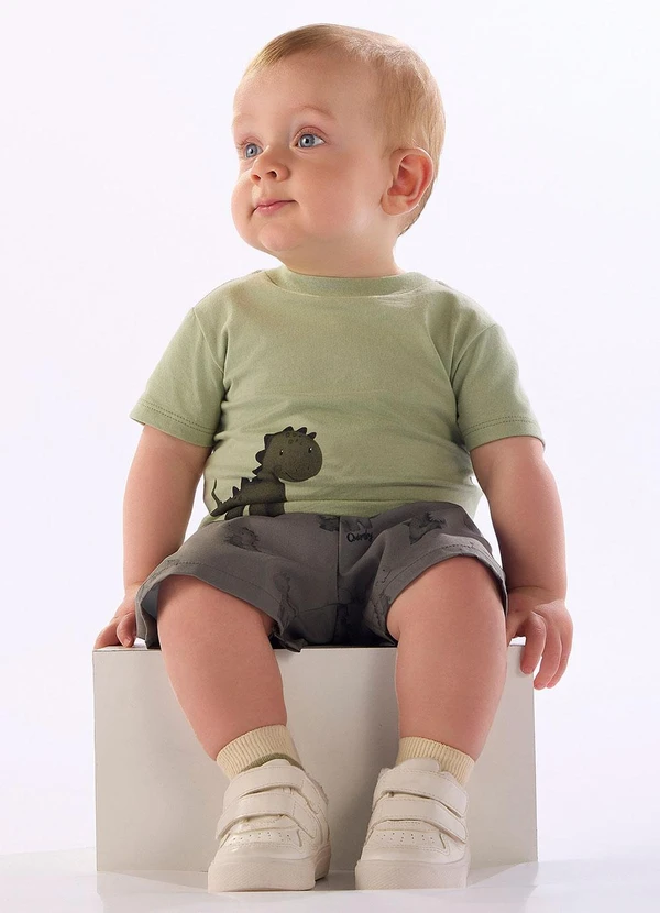Quimby - Conjunto Bebê Camiseta Dino Bermuda Verde 1