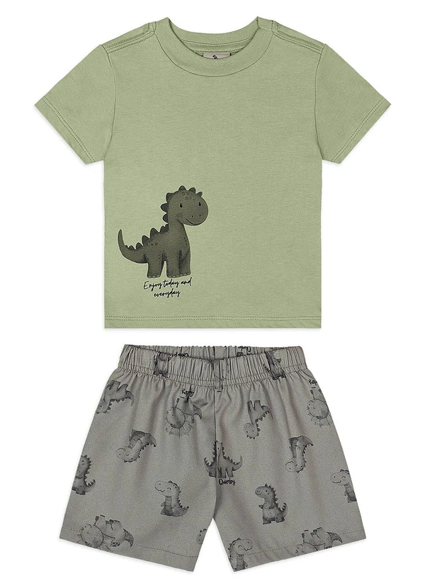 Quimby - Conjunto Bebê Camiseta Dino Bermuda Verde 2