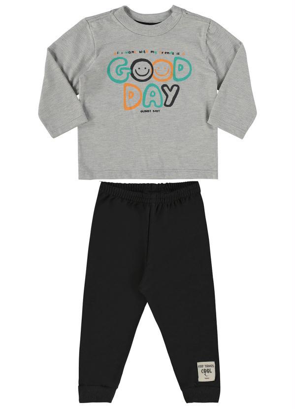 Quimby - Conjunto Bebê Camiseta e Calça Cinza