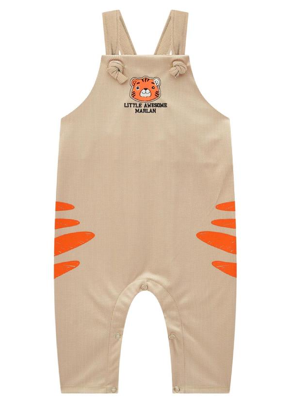 Marlan - Conjunto Bebê Camiseta e Jardineira Moletom Bege 3