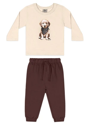 Quimby - Conjunto Bebê Camiseta Golden Calça Bege - QUIMBY