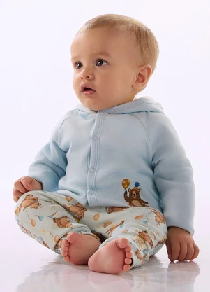 Up Baby - Conjunto Bebê Cardigan Calça Azul - UP BABY