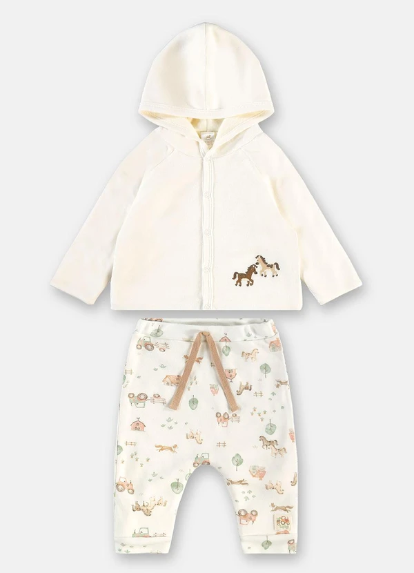 Up Baby - Conjunto Bebê Cardigan Calça Branco 3