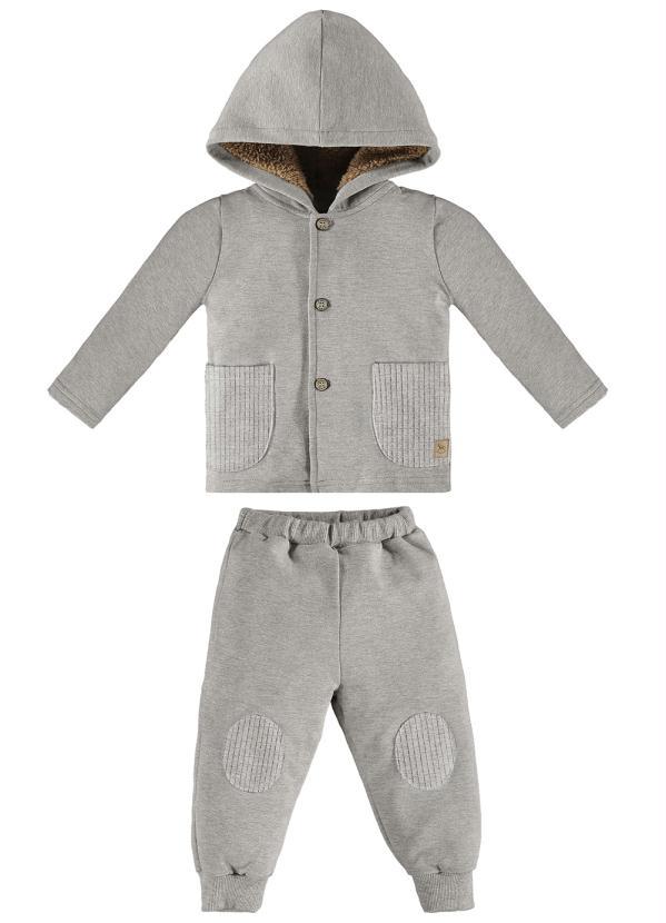 Up Baby - Conjunto Bebê Casaco e Calça Cinza