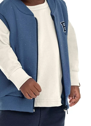 Elian - Conjunto Bebê Colete Moletom Botonê Azul - ELIAN