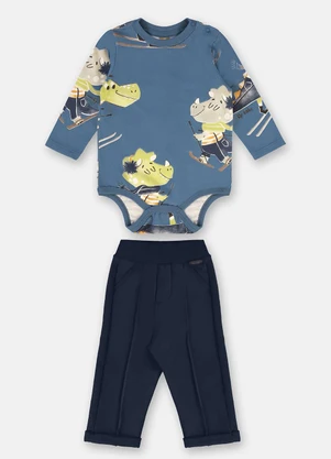 Up Baby - Conjunto Bebê com Body e Calça Azul - UP BABY