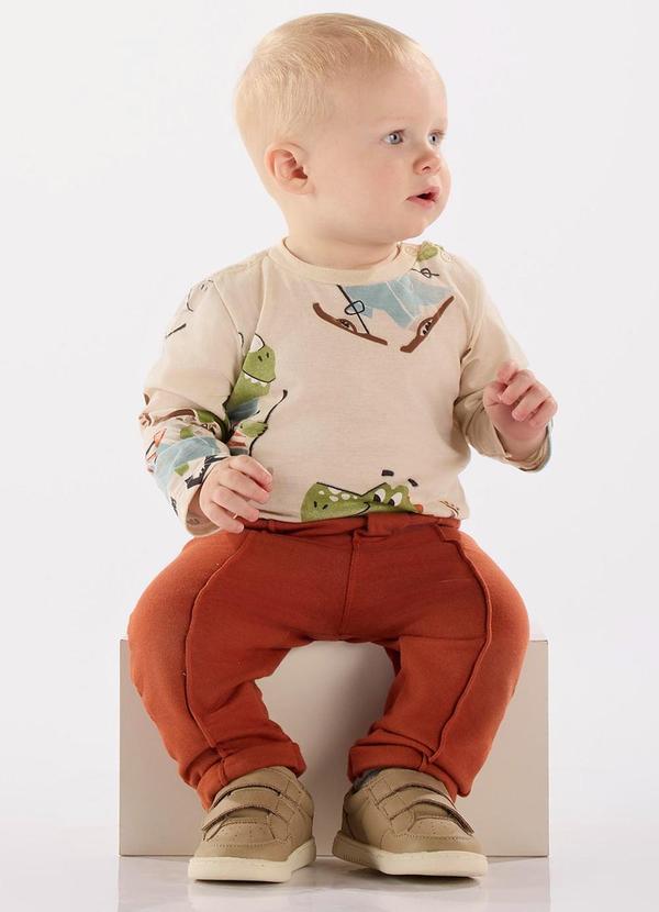 Up Baby - Conjunto Bebê com Body e Calça Bege