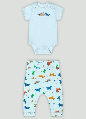 Conjunto Bebê com Body e Calça Up Baby Azul - UP BABY