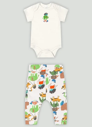 Conjunto Bebê com Body e Calça Up Baby Branco - UP BABY