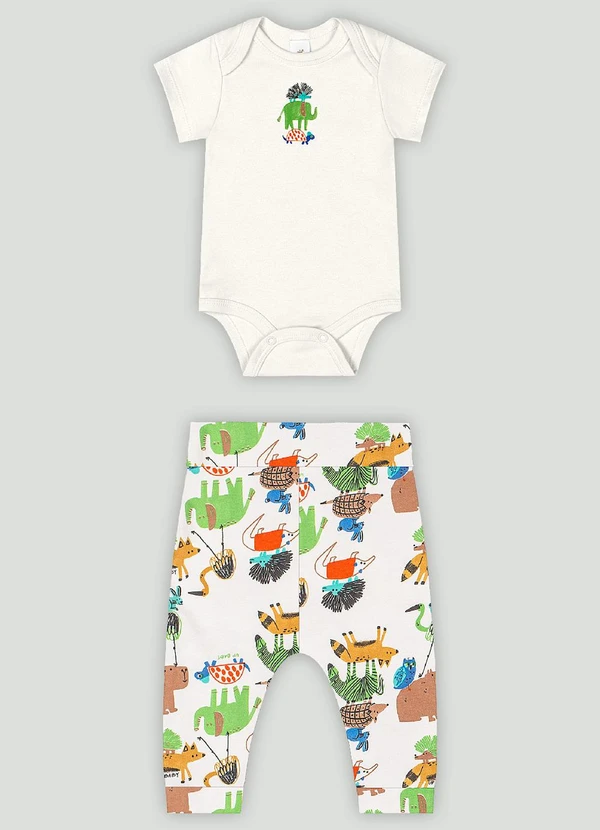 Up Baby - Conjunto Bebê com Body e Calça Up Baby Branco