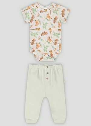 Conjunto Bebê com Body e Calça Up Baby Marrom - UP BABY