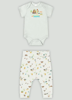 Conjunto Bebê com Body e Calça Up Baby Verde - UP BABY