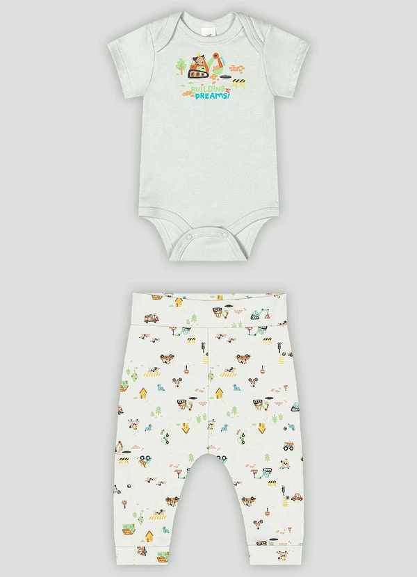 Up Baby - Conjunto Bebê com Body e Calça Up Baby Verde