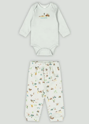 Conjunto Bebê com Body e Calça Up Baby Verde - UP BABY