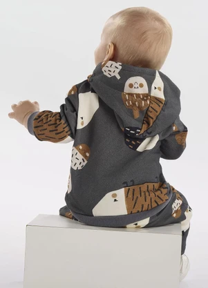 Três e Já - Conjunto Bebê com Jaqueta e Calça Cinza - TRÊS E JÁ