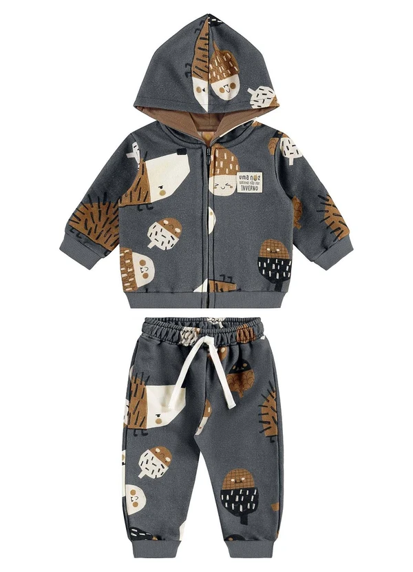 Três e Já - Conjunto Bebê com Jaqueta e Calça Cinza 3