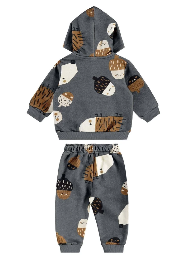 Três e Já - Conjunto Bebê com Jaqueta e Calça Cinza 4