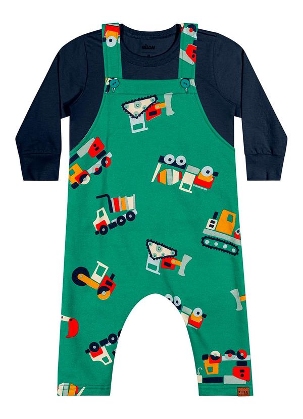 Elian - Conjunto Bebê com Jardineira Estampada Azul 2