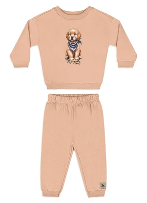 Quimby - Conjunto Bebê Golden Moletom Marrom - QUIMBY