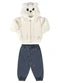 Marlan - Conjunto Bebê Jaqueta e Calça Moletom Jeans Bege - variação: Bege