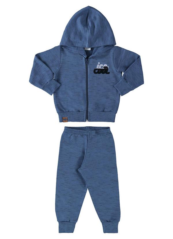 Marlan - Conjunto Bebê Jaqueta e Calça Moletom Jet Azul