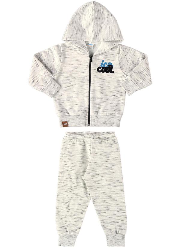 Marlan - Conjunto Bebê Jaqueta e Calça Moletom Jet Cinza