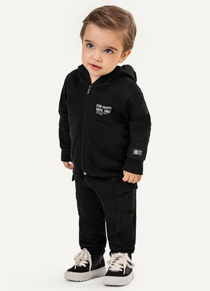 Colorittá - Conjunto Bebê Jaqueta e Calça Moletom Preto - COLORITTÁ