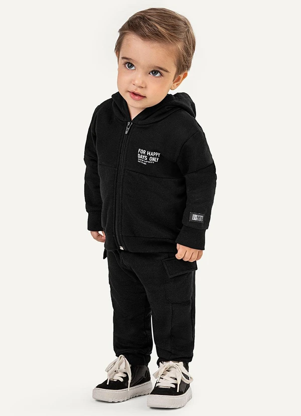 Colorittá - Conjunto Bebê Jaqueta e Calça Moletom Preto 1