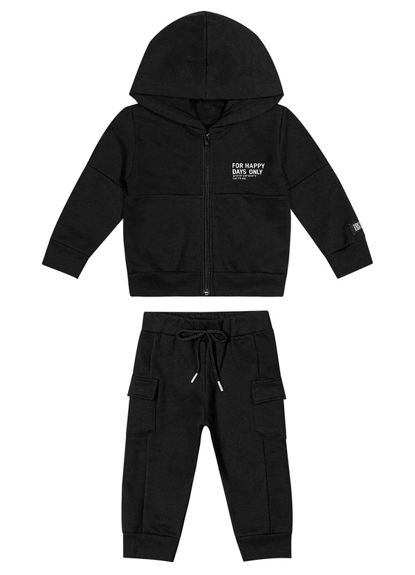 Colorittá - Conjunto Bebê Jaqueta e Calça Moletom Preto 2