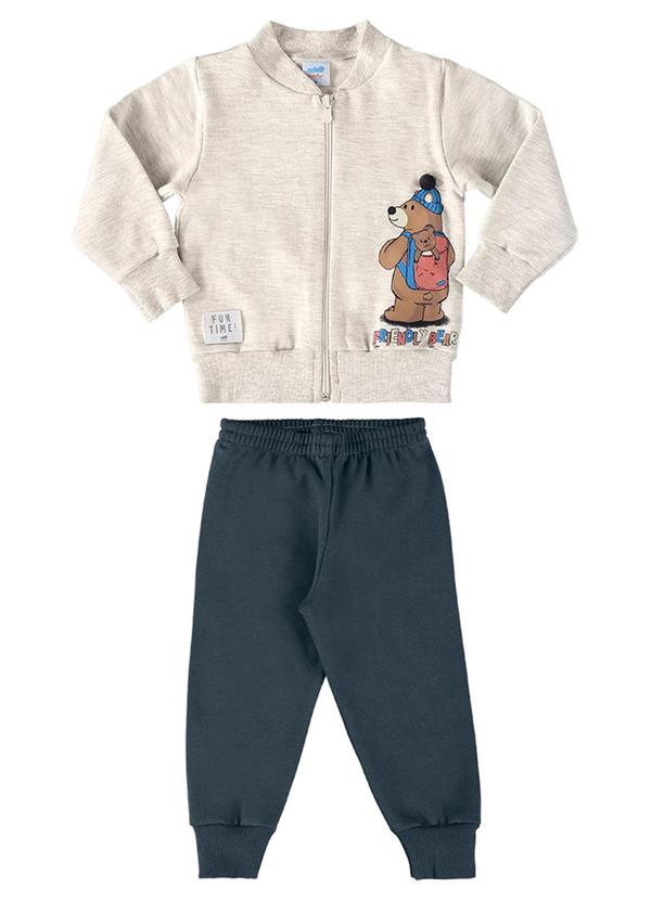Marlan - Conjunto Bebê Jaqueta e Calça Urso Baby Cinza