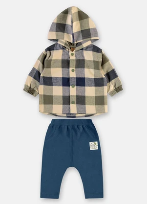 Up Baby - Conjunto Bebê Jaqueta Xadrez Verde - UP BABY