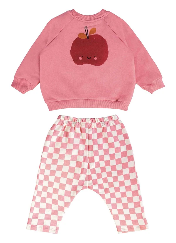 Três e Já - Conjunto Bebê Menina Blusão e Calça Rosa 4