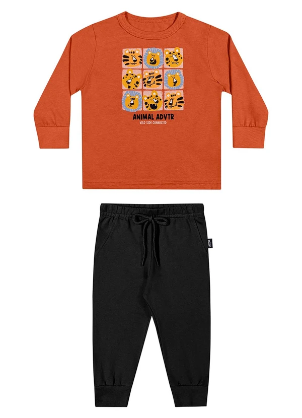 Elian - Conjunto Bebê Menino Animal Adventure Laranja