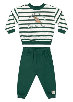Quimby - Conjunto Bebê Menino Blusão Listrado Verde - QUIMBY