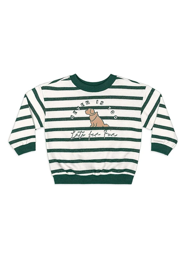 Quimby - Conjunto Bebê Menino Blusão Listrado Verde 2
