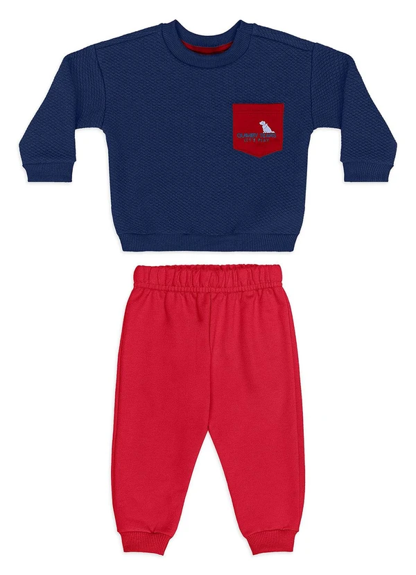 Quimby - Conjunto Bebê Menino Blusão Matelassê Azul 2