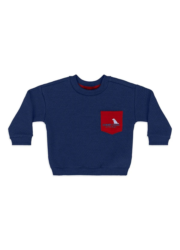 Quimby - Conjunto Bebê Menino Blusão Matelassê Azul 3