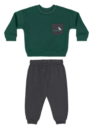 Quimby - Conjunto Bebê Menino Blusão Matelassê Verde - QUIMBY