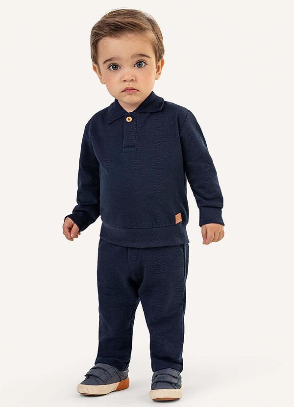 Colorittá - Conjunto Bebê Menino Blusão Polo e Calça Azul