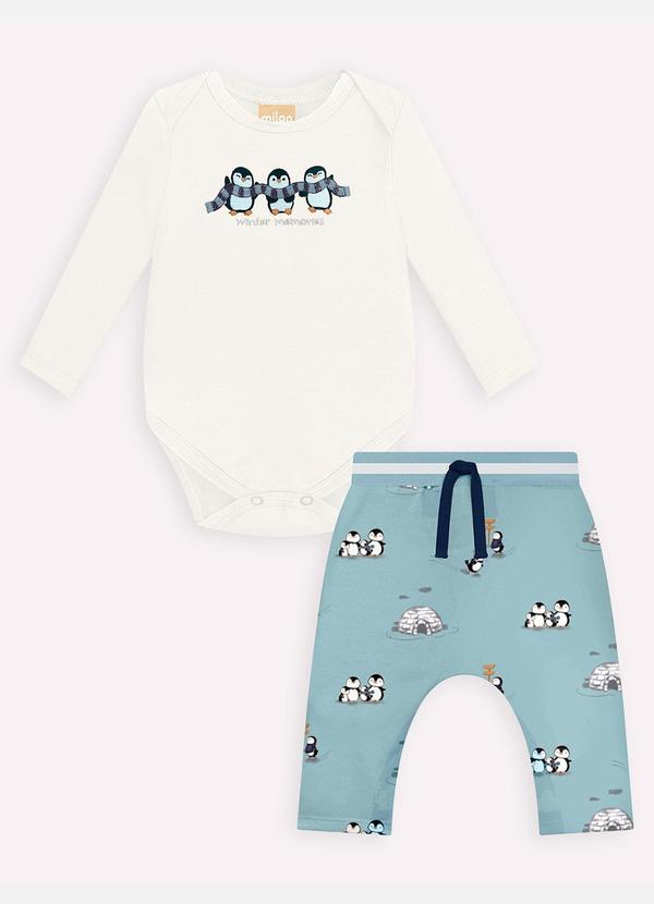 Milon - Conjunto Bebê Menino Bordado Branco