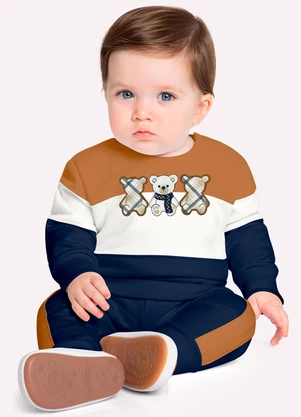 Milon - Conjunto Bebê Menino Bordado Marrom - MILON